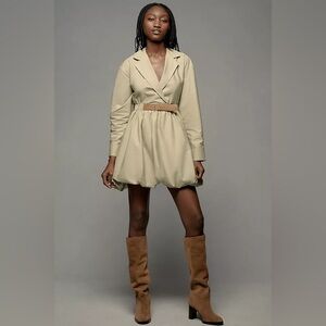Maeve Long Sleeve Collared Belted Bubble Mini Dress 
Anthropologie 
XXS